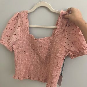 ASTR eyelet puff sleeve top NWT